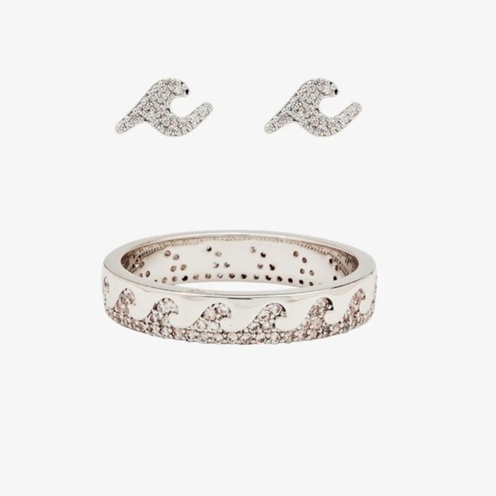 NEW Pura Vida crystal wave earring and ring set 6 - Picture 1 of 6